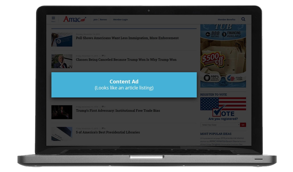 Website content ad