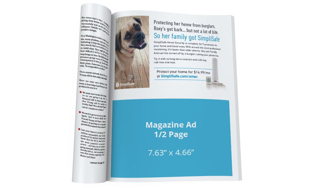 Magazine - half page horizontal ad